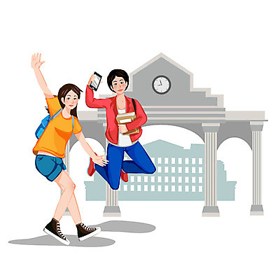 전신 학생 여자 교육 남자 대학생 백그라운드 일러스트 학교 서기 미소 웃음 사람 성인 두명 건물 스쿨라이프 대학교 교정 교내 성인만 국내일러스트 AI파일 라이프스타일 건축물 모션 표정 파일형식 벡터