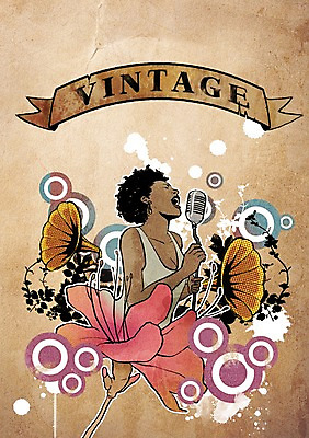 PSD 식물 남자 리본 백그라운드 잎 일러스트 한명 서기 사람 상반신 성인 장식 가수 빈티지 마이크 빈티지배경 축음기 연예인 남자만 남자한명만 성인남자만 성인만 국내일러스트 직업 1 음향기기 컨셉 모션 음악가 골동품 파일형식