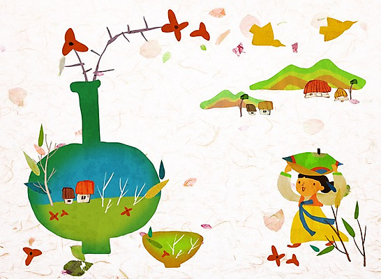 전신 PSD 나무 식물 한국문화 한국전통 전통 여자 명절 꽃 전통문화 어린이 백그라운드 일러스트 산 주택 한국 초가집 한명 서기 미소 웃음 사람 소녀 설날 바구니 꽃병 전통의상 한복 여자만 여자한명만 어린이만 소녀만 소녀한명만 국내일러스트 1 동양문화 기념일 아시아 문화 모션 한옥 표정 건물 파일형식