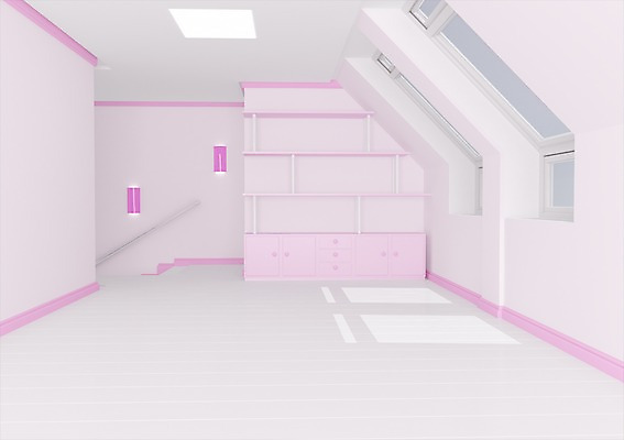 PSD 분홍색 컬러 가구 창문 선반 주택 실내 그림자 사람없음 그래픽 인테리어 3D소스 3D 계단 방 입체 서랍장 이층집 복층 2층 디자인 생활용품 내부 건물 디지털합성 층 파일형식