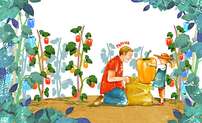 전신 PSD 식물 모자 웰빙 여자 남자 딸 어린이 잎 밭 채소 일러스트 가족 파프리카 서기 웃음 들기 사람 앉기 소녀 성인 두명 농작물 농장 나뭇가지 아빠 무릎꿇기 친환경 유기농 자루 부녀 국내일러스트 나무 잡화 농업 관계 모션 표정 환경 파일형식