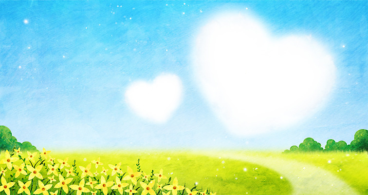 PSD 식물 구름 사계절 계절 꽃 길 백그라운드 일러스트 거리 따뜻함 풍경 사람없음 봄풍경 봄 하트 개나리 상쾌 봄배경 국내일러스트 자연요소 모양 감정 파일형식