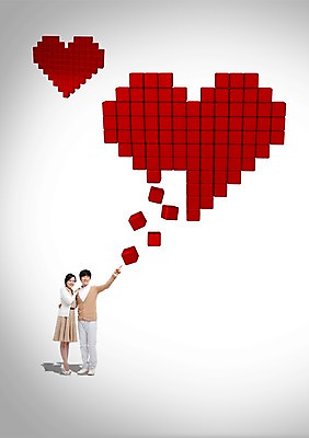 전신 PSD 편집 편집이미지 부부 커플 여자 남자 한쌍 컬러 프로포즈 서기 미소 웃음 사람 동양인 손짓 이벤트 성인 두명 그래픽 빨간색 3D 한국인 하트 가리킴 쌍 입체 성인만 편집3D 모양 관계 모션 표정 인종 디지털합성 파일형식