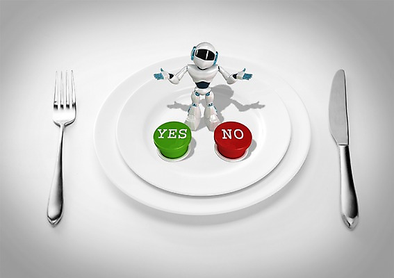 PSD 편집 편집이미지 그릇 접시 과학 포크 첨단산업 사람없음 그래픽 장난감 3D 식사 발전 나이프 칼 인조인간 거절 승낙 로봇 입체 첨단과학 예스 4차산업 편집3D 식기 산업 컨셉 디지털합성 파일형식