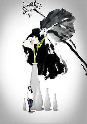 전신 PSD 외국인 식물 편집 편집이미지 여자 꽃 한송이 수묵화 한명 서기 미소 웃음 사람 성인 그래픽 3D 꽃병 병 입체 여자만 여자한명만 성인여자만 성인만 편집3D 1 식기 모션 표정 미술 인종 디지털합성 송이 파일형식