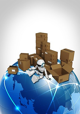 PSD 편집 편집이미지 지구 과학 비즈니스 첨단산업 사람없음 그래픽 상자 글로벌 장난감 3D 글로벌비즈니스 발전 인조인간 로봇 배송 입체 첨단과학 물류 4차산업 편집3D 산업 컨셉 디지털합성 파일형식