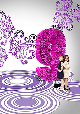 전신 PSD 외국인 편집 편집이미지 여자 어린이 서기 미소 웃음 사람 소녀 두명 옆모습 그래픽 친구 숫자 3D 등맞대기 9 입체 여자만 어린이만 소녀만 편집3D 문자 뷰포인트 관계 모션 표정 인종 디지털합성 파일형식