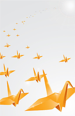 컬러 백그라운드 무늬 패턴 일러스트 사람없음 노란색 모형 패턴백그라운드 오브젝트 종이접기 종이학 국내일러스트 AI파일 종이 접기 파일형식 벡터