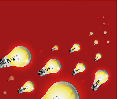 컬러 백그라운드 생각 무늬 패턴 일러스트 전구 조명 아이디어 사람없음 빨간색 노란색 패턴백그라운드 오브젝트 백열등 국내일러스트 AI파일 컨셉 파일형식 벡터