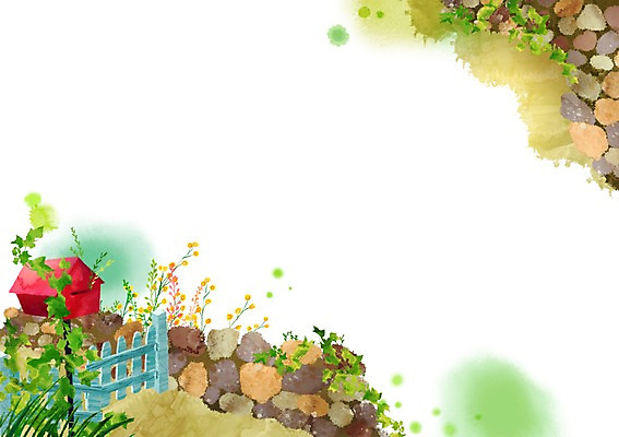PSD 식물 길 백그라운드 일러스트 자연 페인터 돌담 풍경 사람없음 울타리 우체통 돌_바위 바위 풀 자연백그라운드 페인터배경 국내일러스트 페인팅 담장 생태계 파일형식