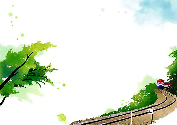 PSD 나무 식물 구름 백그라운드 일러스트 자연 페인터 하늘 풍경 사람없음 기찻길 기차 풀 자연백그라운드 전차 페인터배경 철도의날 국내일러스트 자연요소 육상교통 페인팅 대중교통 생태계 파일형식 법정기념일