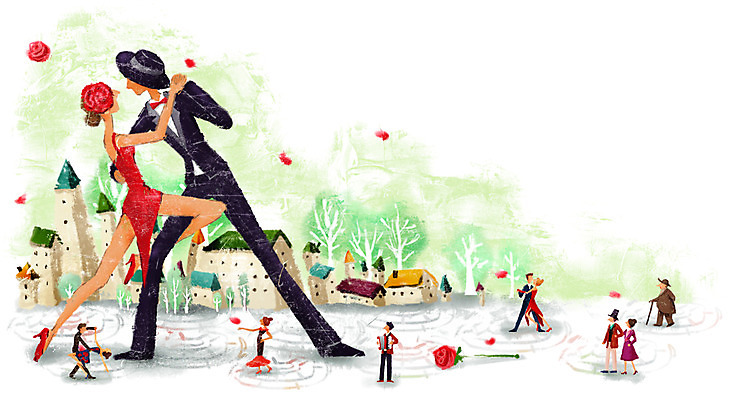 PSD 나무 커플 여자 남자 문화 예술 일러스트 사람 정장 여러명 성인 건물 장미 춤 댄스스포츠 소인 성인만 국내일러스트 식물 건축물 옷 꽃 스포츠 다수 관계 문화예술 파일형식