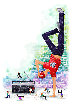 PSD 모자 남자 문화 예술 일러스트 사람 여러명 성인 춤 비보이 라디오 소인 남자만 성인남자만 성인만 국내일러스트 잡화 다수 문화예술 전자제품 파일형식