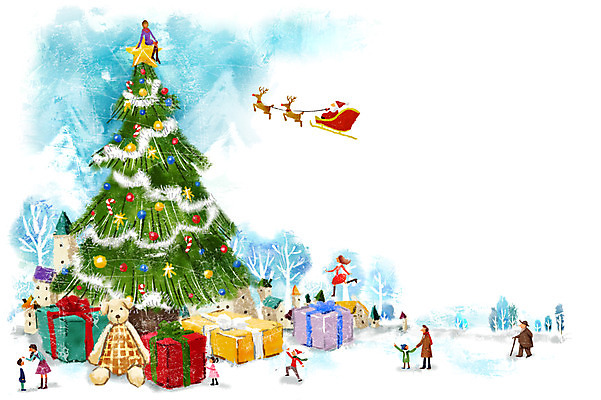 PSD 나무 커플 계절 여자 노년 남자 별 문화 어린이 예술 크리스마스 겨울 일러스트 선물 사람 여러명 성인 선물상자 크리스마스트리 산타클로스 곰인형 루돌프 썰매 소인 국내일러스트 자연요소 식물 기념일 인형 다수 관계 사슴 상자 파일형식