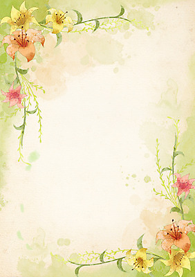 PSD 식물 배너 꽃 컬러 백그라운드 잎 무늬 꽃무늬 꽃백그라운드 일러스트 자연 안내 프레임 사각틀 틀 사람없음 빨간색 노란색 주황색 백합 알림 꽃프레임 국내일러스트 사각형 생태계 파일형식