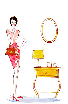 전신 PSD 우먼라이프 라이프스타일 여자 패션 액자 가방 일러스트 탁자 조명 한명 서기 들기 사람 성인 취미 라이프 거울 스탠드 화장대 여자만 여자한명만 성인여자만 성인만 국내일러스트 1 잡화 가구 모션 생활 파일형식