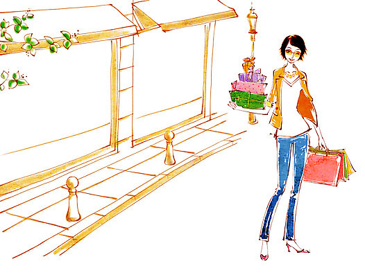 전신 PSD 나무 식물 우먼라이프 라이프스타일 건축물 여자 패션 일러스트 거리 선물 한명 서기 들기 사람 성인 취미 라이프 선물상자 쇼핑 상자 쇼핑백 여자만 여자한명만 성인여자만 성인만 국내일러스트 1 건축 가방 모션 생활 파일형식