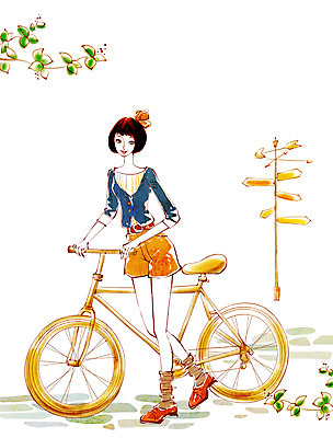 전신 PSD 나무 식물 우먼라이프 라이프스타일 여자 패션 교통수단 잎 일러스트 거리 알림판 한명 서기 사람 성인 취미 라이프 자전거 표지판 여자만 여자한명만 성인여자만 성인만 국내일러스트 1 교통 모션 생활 바이크 파일형식