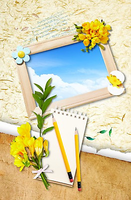 PSD 식물 동물 구름 편집이미지 배너 꽃 액자 백그라운드 잎 하늘 안내 프레임 알림판 병아리 틀 사람없음 필기구 연필 계란 알 다이어리 공책 봄 알림 기념사진 이미지편집 자연요소 계절 조류 문구용품 학용품 사무용품 파일형식