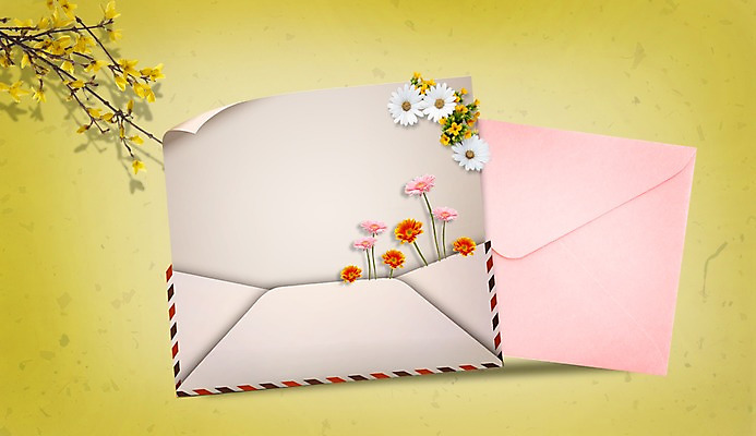 PSD 식물 편집이미지 배너 꽃 백그라운드 봉투 편지봉투 안내 프레임 알림판 사람없음 봄 나뭇가지 편지 알림 이미지편집 카드프레임 나무 계절 파일형식