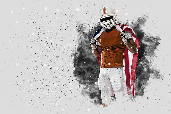 포토 JPG 해외이미지 남자 스포츠 유니폼 공 한명 사람 운동복 미식축구 축구 미국 깃발 럭비공 미식축구선수 해외202004 해외포토 1 옷 북아메리카 운동선수 구기 럭비용품 파일형식 이미지허브