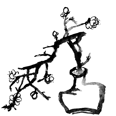 JPG 해외이미지 일러스트 붓터치 미술 사람없음 빨간색 꽃병 벚꽃 먹 동양화 그림 번짐 꽃가지 해외202004 해외일러스트 꽃 컬러 서예 문화예술 나뭇가지 파일형식 효과 이미지허브