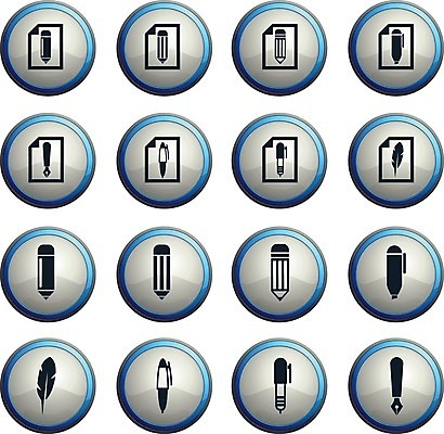 EPS 해외이미지 일러스트 사람없음 픽토그램 필기구 연필 펜 볼펜 만년필 심볼 문서 파일 깃펜 해외202004 해외일러스트 문구용품 학용품 파일형식 벡터 이미지허브