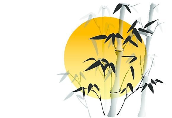 EPS 해외이미지 나무 식물 꽃 실루엣 잎 일러스트 사람없음 태양 평화 검은색 숲 대나무 해외202004 해외일러스트 자연요소 컬러 컨셉 촬영기법 파일형식 벡터 이미지허브