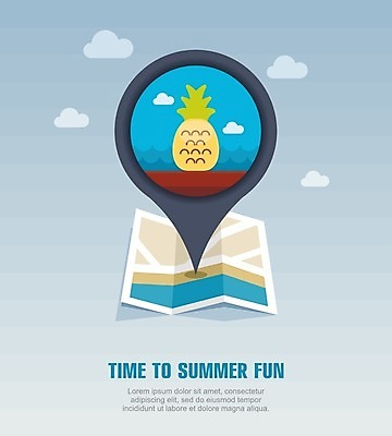 EPS 해외이미지 구름 바다 지도 일러스트 사람없음 여름 여름휴가 바캉스 심볼 파인애플 사인 위치 해외202004 해외일러스트 자연요소 계절 과일 휴가 열대과일 파일형식 벡터 여름_계절 이미지허브