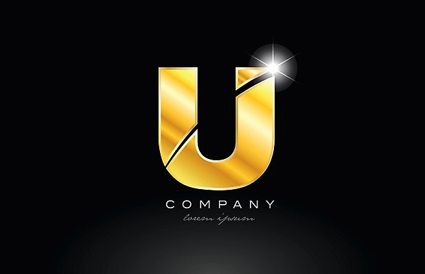 EPS 해외이미지 모양 템플릿 디자인 알파벳 백그라운드 일러스트 회사 비즈니스 금속 검은색 U 황금 편지 심볼 신분 엘리먼트 활자 해외202004 해외일러스트 영어 컬러 재질 활자판 파일형식 벡터 이미지허브