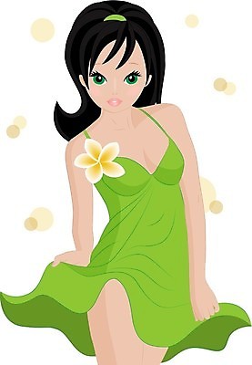 EPS 해외이미지 라이프스타일 드레스 옷 꽃 일러스트 초록색 쇼핑 치마 유행 귀걸이 우아함 만화 스타일 해외202004 해외일러스트 식물 컬러 컨셉 장신구 하의 생활 파일형식 벡터 이미지허브