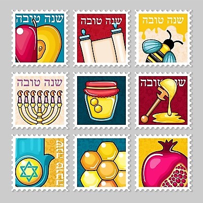 EPS 해외이미지 일러스트 사람없음 세트 꿀벌 사과 두루마리 촛대 석류 꿀 유대교 우표 벌집 꿀단지 다윗의별 허니디퍼 허니콤 해외202004 해외일러스트 모양 종교 과일 도구 수학 벌_곤충 파일형식 벡터 이미지허브