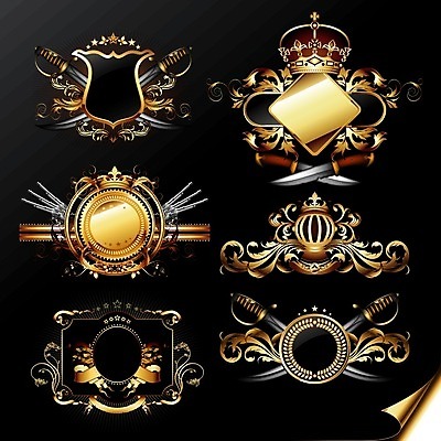EPS 해외이미지 모양 리본 백그라운드 곡선 일러스트 왕관 프레임 미술 장식 세트 검은색 총 화려 중세 황금 모서리 칼 심볼 복고 방패 해외202004 해외일러스트 무기 선 컬러 컨셉 문화예술 역사 파일형식 벡터 이미지허브