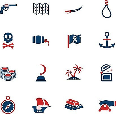 EPS 해외이미지 일러스트 통 동전 총 깃발 신용카드 고리 나침반 심볼 해적 닻 해외202004 해외일러스트 무기 돈 금융 도둑 파일형식 벡터 이미지허브