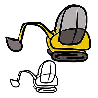 EPS 해외이미지 디자인 산업 일러스트 검은색 힘 기계 장비 흰색 큼 만화 스케치 굴착기 삽 그림 무거움 고립 땅파기 해외202004 해외일러스트 컬러 미술 중장비 무게 크기 파일형식 벡터 이미지허브