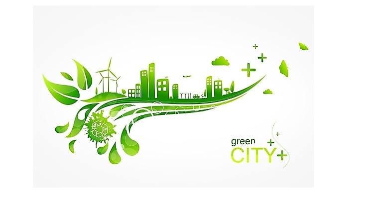 EPS 해외이미지 지구 일러스트 설계 사람없음 초록색 태양 지구본 환경 에너지 시골 도시 그린에너지 에코 친환경 해외202004 해외일러스트 자연요소 컬러 컨셉 파일형식 벡터 이미지허브