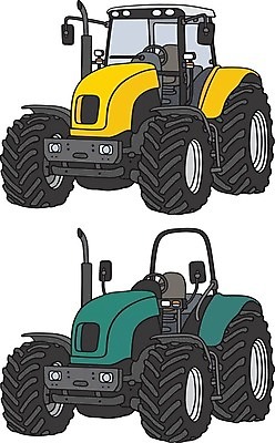 EPS 해외이미지 육상교통 밭 일러스트 교통시설 자동차 초록색 노란색 고양이 기계 용 업무 만화 트랙터 밭일 해외202004 해외일러스트 교통수단 컬러 교통 농업 포유류 반려동물 작업 농기계 시설 특수차량 파일형식 벡터 이미지허브
