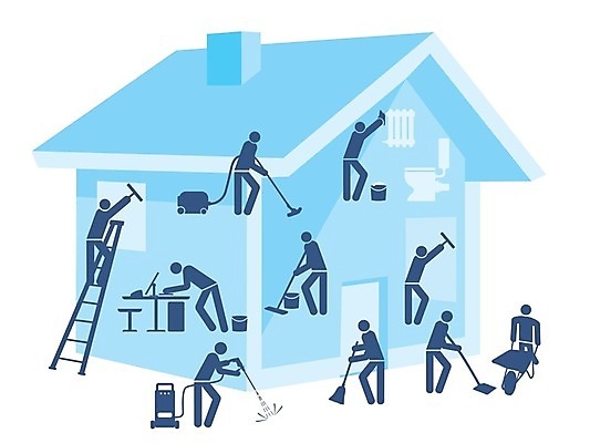 EPS 해외이미지 일러스트 아파트 주택 빗자루 청소 낭비 위생관리 해외202004 해외일러스트 컨셉 관리 건물 청소도구 파일형식 벡터 이미지허브