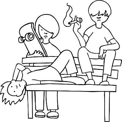 EPS 해외이미지 클립아트 디자인 어린이 일러스트 학교 흡연 매달리기 미술 그래픽 장식 10대 책 청춘 검은색 흰색 만화 지루함 만들기 엘리먼트 트러블 해외202004 해외일러스트 교육 감정 컬러 컨셉 모션 청소년 문화예술 담배 사람 파일형식 벡터 이미지허브