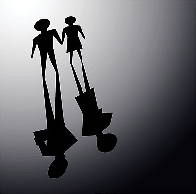 EPS 해외이미지 커플 행복 일러스트 관계 결혼식 함께함 그림자 사랑 어둠 슬픔 짜증 상처 무서움 문제 깨짐 이슈 이혼 해외202004 해외일러스트 감정 결혼 컨셉 파일형식 벡터 이미지허브