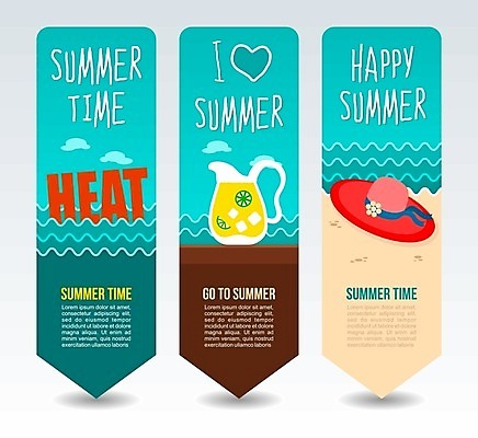 EPS 해외이미지 배너 세로배너 파도 일러스트 해변 사람없음 하트 레모네이드 비치모자 히트 배너세트 해외202004 해외일러스트 모양 모자_잡화 바다 세로 세트 에이드 파일형식 벡터 이미지허브