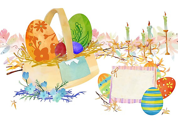 PSD 식물 기독교 종교 종이 백그라운드 일러스트 초 촛불 종교용품 사람없음 바구니 나뭇가지 풀 오브젝트 부활절계란 촛대 엽서 달걀바구니 국내일러스트 나무 부활절 계란 편지 파일형식