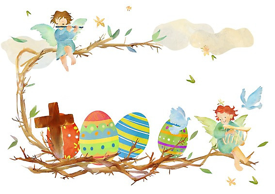 PSD 나무 동물 구름 기독교 종교 악기 백그라운드 십자가 잎 연주 일러스트 조류 하늘 천사 두명 나뭇가지 비둘기 부활절계란 피리 하프 국내일러스트 자연요소 식물 음악 현악기 부활절 사람 계란 목관악기 파일형식