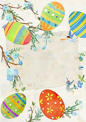 PSD 식물 꽃 기독교 종교 악기 백그라운드 연주 일러스트 천사 두명 나뭇가지 나팔 부활절계란 국내일러스트 나무 음악 부활절 사람 계란 파일형식