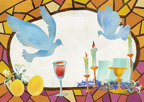 PSD 식물 동물 꽃 기독교 종교 백그라운드 와인잔 일러스트 초 촛불 조류 주류 사람없음 와인 식사 비둘기 부활절계란 촛대 성찬식 국내일러스트 음료 술잔 부활절 계란 파일형식