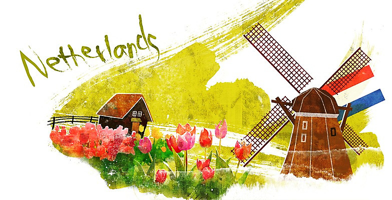 PSD 식물 문자 시설물 건축물 손글씨 알파벳 영어 꽃 나라 상징 캘리배경 백그라운드 꽃밭 일러스트 캘리그라피 타이포그라피 글자캘리그라피 사람없음 건물 단어 울타리 풍차 튤립 국기 네덜란드 국내일러스트 건축 유럽 담장 파일형식