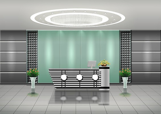 PSD 식물 꽃 화분 백그라운드 일러스트 탁자 조명 사람없음 인테리어 컴퓨터 복도 프런트 국내일러스트 디자인 가구 전자제품 파일형식