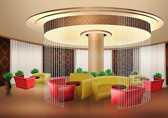 PSD 식물 화분 화초 백그라운드 의자 일러스트 창문 탁자 조명 사람없음 장식 인테리어 소파 공간 커튼 휴게실 복도 국내일러스트 디자인 가구 파일형식