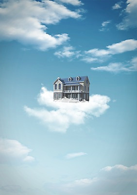 PSD 구름 편집 편집이미지 건축 상상 하늘 주택 사람없음 건물 공중 미니어처 비행 떠있는 오브젝트 이층집 이미지편집 자연요소 건축물 모션 모형 파일형식