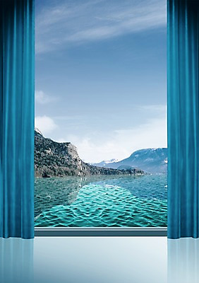 PSD 구름 편집 편집이미지 물결 바다 섬 창문 자연 하늘 풍경 해변 사람없음 야외 장식 물 평화 가림 커튼 천 이미지편집 자연요소 컨셉 모션 직물 생태계 파일형식